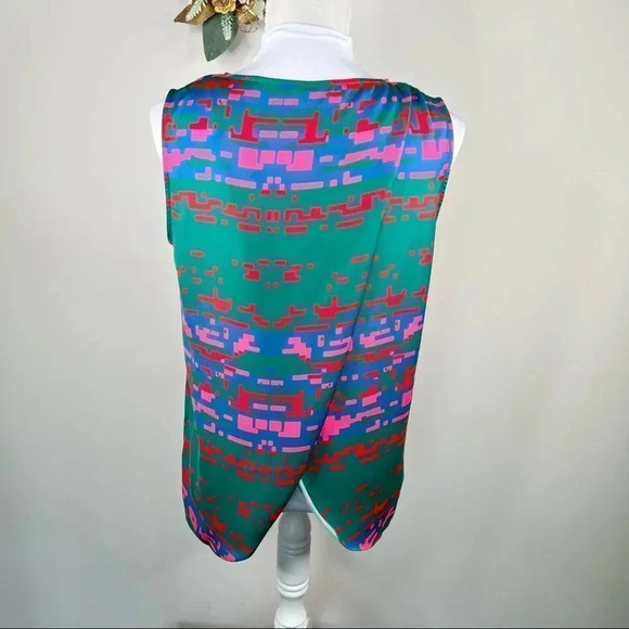 CO + CO by Coco Rocha Cornelia Top Green Pink Red Sleeveless Top Size 6 - Picture 6 of 10